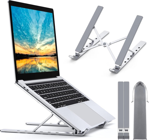 Babacom Support Ordinateur Portable, Support PC Portable à 5 Niveaux Réglables, Refroidisseur en Aluminium Ventilé Compatible avec MacBook, Lenovo, Autres Laptops Tablettes 10