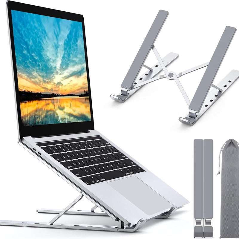 Babacom Support Ordinateur Portable, Support PC Portable à 5 Niveaux Réglables, Refroidisseur en Aluminium Ventilé Compatible avec MacBook, Lenovo, Autres Laptops Tablettes 10
