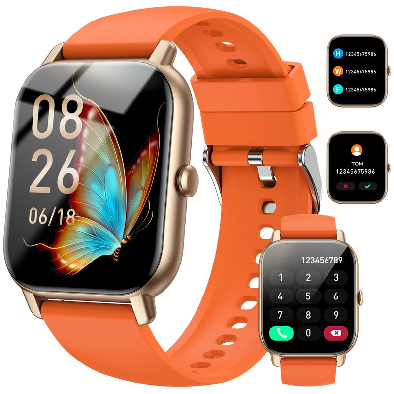 Men's Women's Smart Watch with Bluetooth Calls, 1.96 Inches Smartwatch 113+ Sports Modes IP68 with Sleep Monitor, Smart Watch with Heart Rate Pedometer for Android iOS (Black)