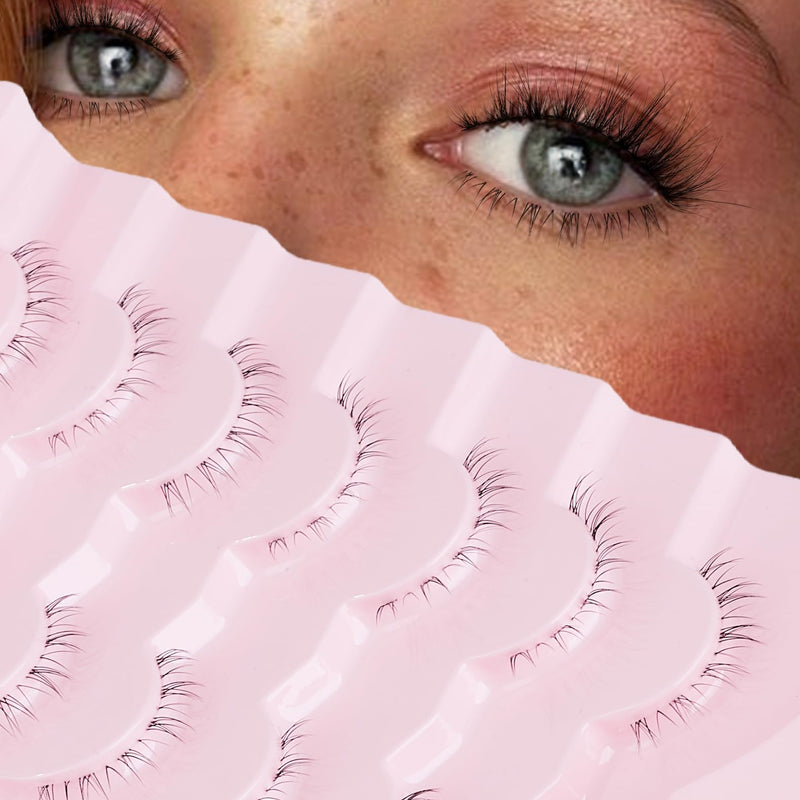 Onlyall False Lashes Cat Eye Strip False Eyelashes Fake Lash Volume Soft Faux Mink Eyelash Wispy Look Fluffy Foxeye Lash 7 Pair 16MM A04