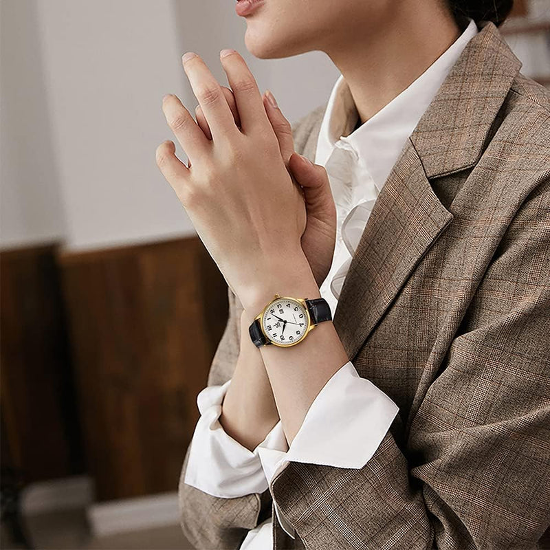 SHENGKE SK Classic Business Women's Watches with Stainless Steel Strap and Elegant Genuine Leather Watch for Ladies