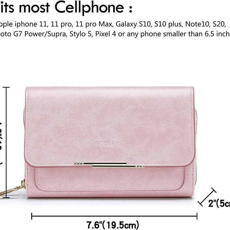 Roulens Sac Téléphone Portable Femme - Petit Sac Bandoulière Femme - Sac à Bandoulière Femme en Cuir PU - Sac À Bandoulière Petit avec Réglables Bandoulière