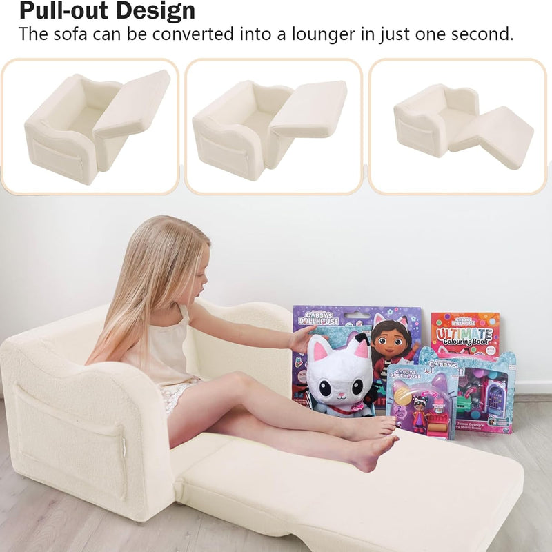MeMoreCool Canapé pour enfants, chaise longue pliable pour tout-petit, chaise longue pour bébé en mini canapé convertible pour garçons et filles, canapé extensible en mousse confortable pour salle de