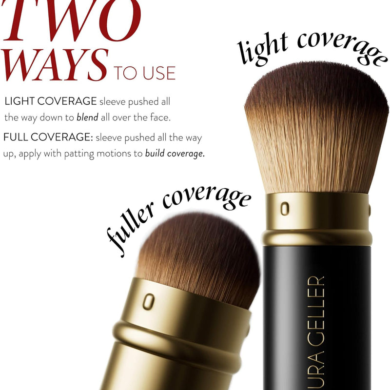 LAURA GELLER NEW YORK Retractable Airbrush Kabuki Brush for All Face Makeup & Foundation for Liquid, Cream and Powder Face Makeup With Aluminum Handle
