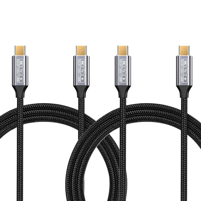 CAKOBLE USB-C to USB-C 3.1 Gen2 Cable 10Gbps Data Transfer, 100W 20V/5A 3.3ft USB Type C PD Fast Charging Cable 4K Video Output Compatible with Thunderbolt 3, MacBook Pro, Galaxy S21 (1M+1M)