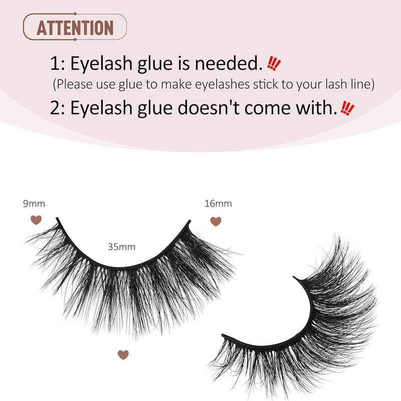 Onlyall False Lashes Cat Eye Strip False Eyelashes Fake Lash Volume Soft Faux Mink Eyelash Wispy Look Fluffy Foxeye Lash 7 Pair 16MM A04