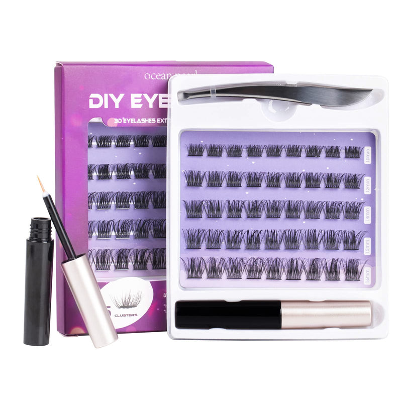 Ocean Pearl Cluster Lashes 144PCS Eyelashes 10-16mm Lash Clusters Fluffy Eyelash Extension Cluster Lashes Kit Individual Eyelash Lash Extensions Kit with Super Bond+Seal+Remover+Tweezer-DM01