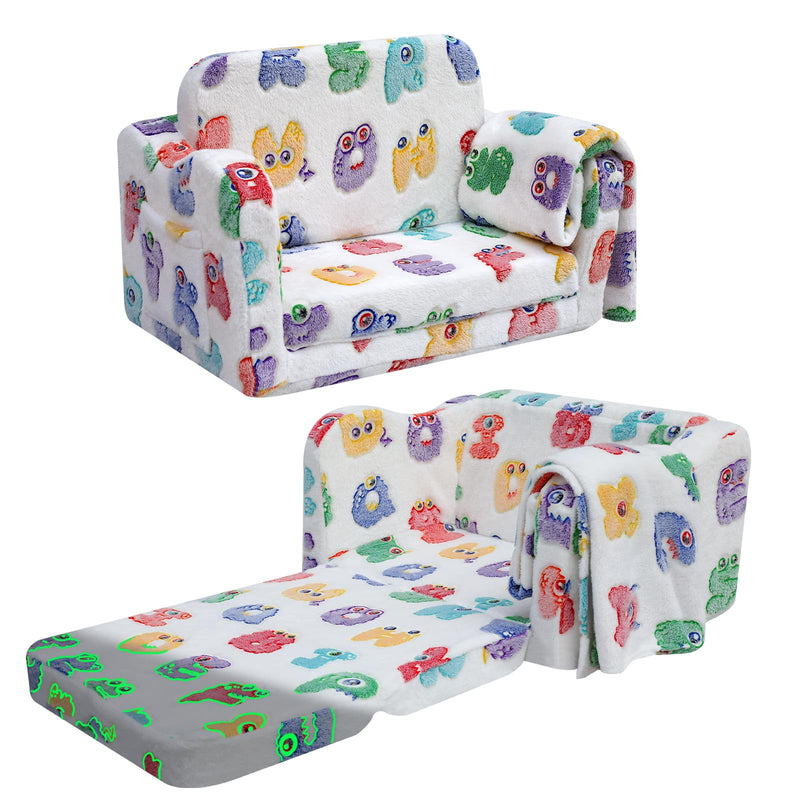 MeMoreCool Canapé pour enfants, chaise longue pliable pour tout-petit, chaise longue pour bébé en mini canapé convertible pour garçons et filles, canapé extensible en mousse confortable pour salle de