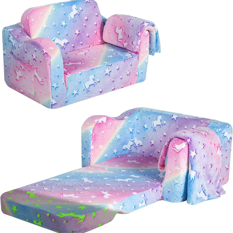 MeMoreCool Canapé pour enfants, chaise longue pliable pour tout-petit, chaise longue pour bébé en mini canapé convertible pour garçons et filles, canapé extensible en mousse confortable pour salle de