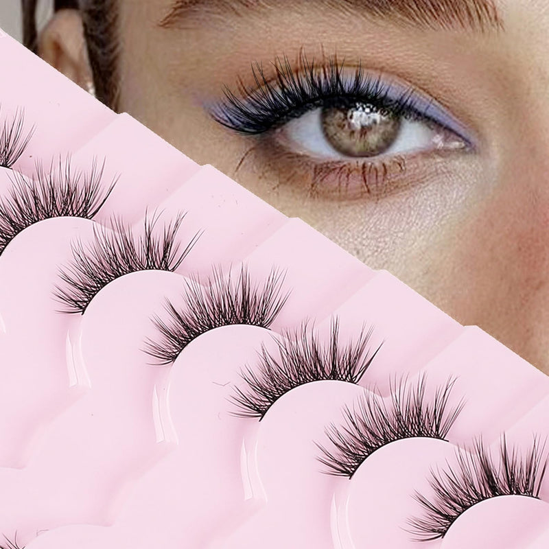 Onlyall False Lashes Cat Eye Strip False Eyelashes Fake Lash Volume Soft Faux Mink Eyelash Wispy Look Fluffy Foxeye Lash 7 Pair 16MM A04