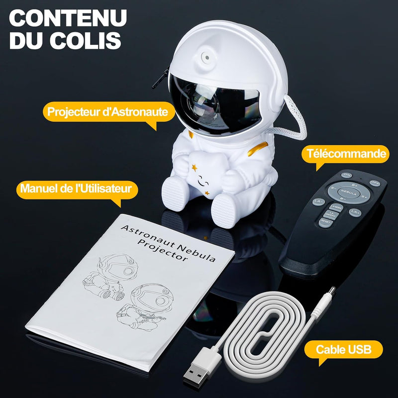 VIYSPNV Projecteur Ciel Etoile Astronaute Projecteur Galaxie avec 8 Modes Nébuleuse 2 Étoile Télécommande Rotation à 360° Vitesse de Luminosité Réglable pour Chambre Plafond Enfants Adultes