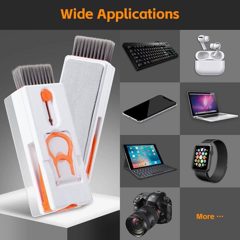 Alyvisun Keyboard Cleaning Kit, 11 in 1 Multifunctional PC Keyboard Cleaner, Keyboard Cleaner Tool Brush, for Tablets, Phones, Computers, Headphones, Orange