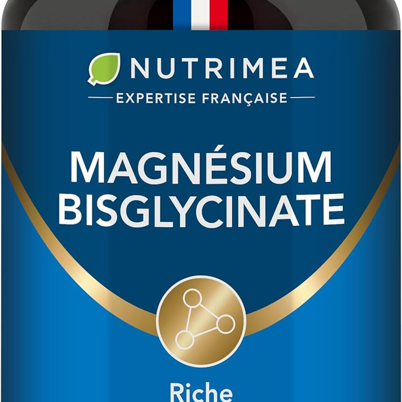 Magnésium Bisglycinate + Vitamine B6 - Sommeil, Stress, Fatigue - Absorption Maximale & Assimilation Facilitée - 90 Gélules Vegan - Nutrimea - Fabriqué en France
