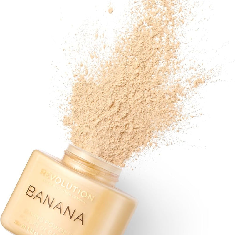 Makeup Revolution Loose Baking Powder, Makeup Wear Extender, Makeup Setting Powder, Banana, for Medium Tones Skin, 32g
