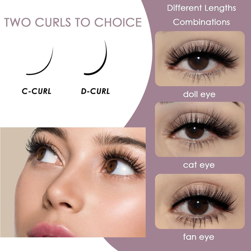 Ocean Pearl Cluster Lashes 144PCS Eyelashes 10-16mm Lash Clusters Fluffy Eyelash Extension Cluster Lashes Kit Individual Eyelash Lash Extensions Kit with Super Bond+Seal+Remover+Tweezer-DM01