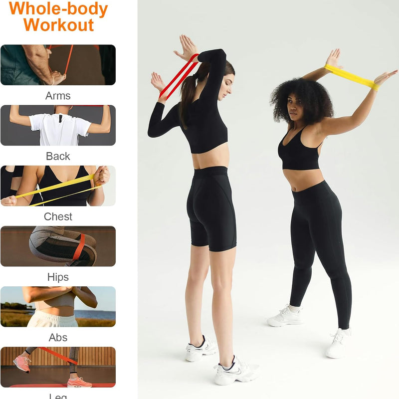 GRIFEMA GA5001, 5 Bandes Élastiques de Musculation, 5 Niveaux de Résistance pour la Musculation, Le Pilates, Le Yoga et Plus Encore, Vert-Bleu-Jaune-Rose-Noir