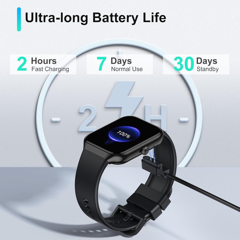 Men's Women's Smart Watch with Bluetooth Calls, 1.96 Inches Smartwatch 113+ Sports Modes IP68 with Sleep Monitor, Smart Watch with Heart Rate Pedometer for Android iOS (Black)