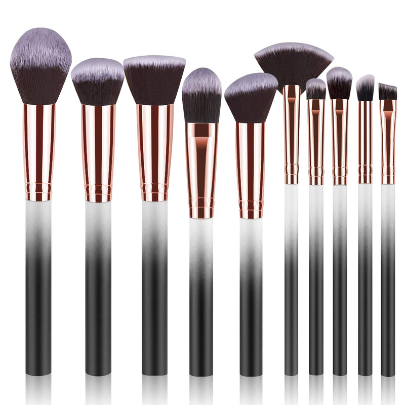 Make Up Start Makers Brushes 10 Pieces Marble Makeup Brush Set Powder Blended Eyeshadow Brush Set for Black Foundation