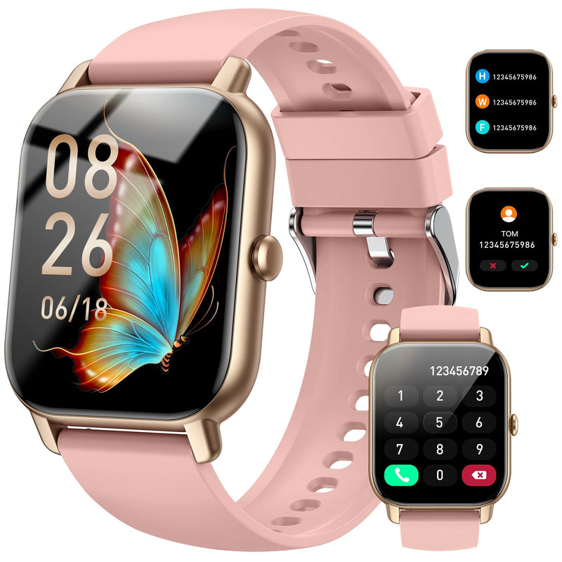 Men's Women's Smart Watch with Bluetooth Calls, 1.96 Inches Smartwatch 113+ Sports Modes IP68 with Sleep Monitor, Smart Watch with Heart Rate Pedometer for Android iOS (Black)