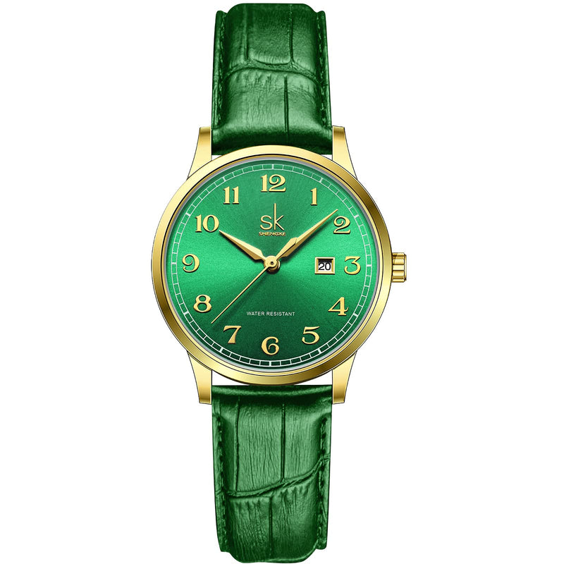 SHENGKE SK Classic Business Women's Watches with Stainless Steel Strap and Elegant Genuine Leather Watch for Ladies