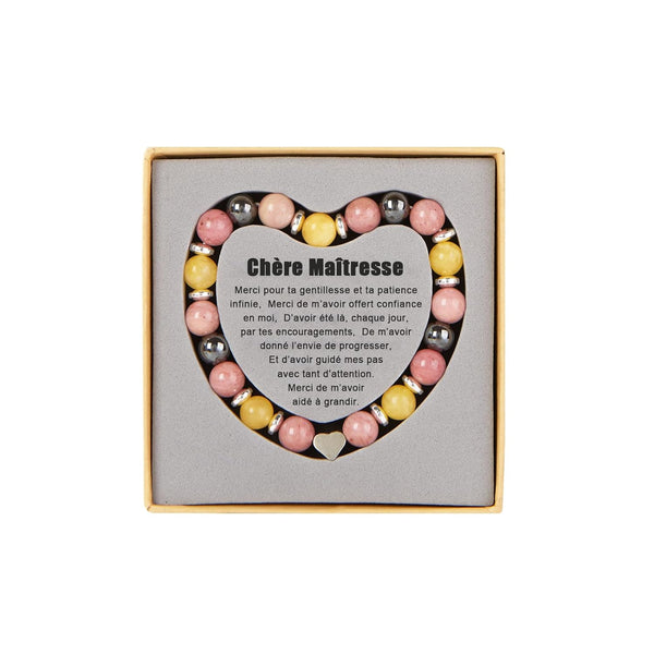 Lueaurra Cadeau Maitresse D'école Fin D'année, Cadeau Professeur, Cadeau Maitresse Noel, Cadeau Maitresse Bracelet Pierres Naturelles
