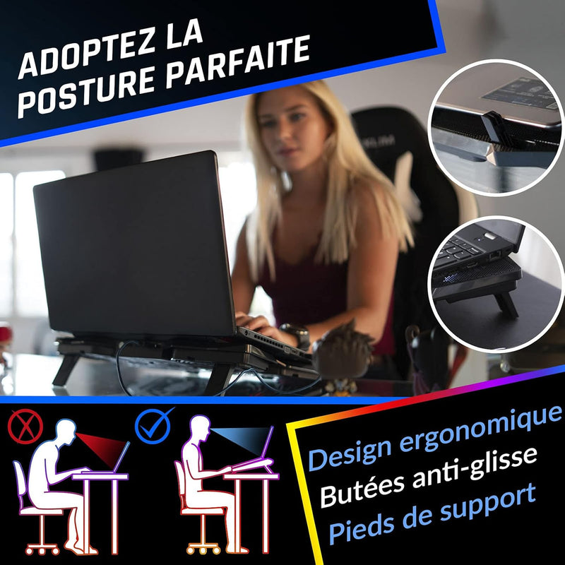 KLIM Wind Refroidisseur PC Portable - Plus de 500 000 unités vendues - Nouveauté - Le Plus Puissant - 4 Ventilateurs Silencieux - Ventilateur PC Portable - Laptop Mac PS5, PS4