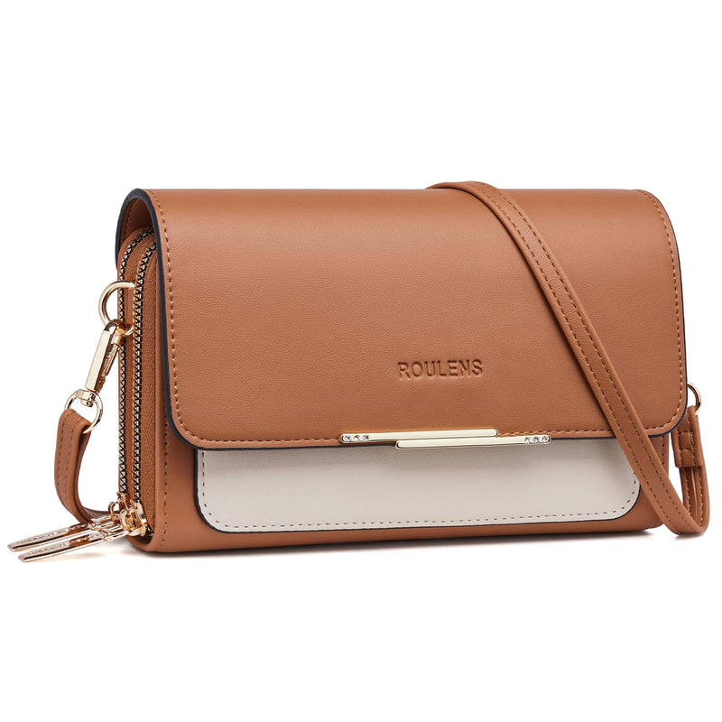 Roulens Sac Téléphone Portable Femme - Petit Sac Bandoulière Femme - Sac à Bandoulière Femme en Cuir PU - Sac À Bandoulière Petit avec Réglables Bandoulière