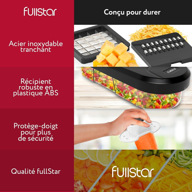 Multifunctional Vegetable Slicer and Professional Kitchen Mandolin Slicer - Vegetable Slicer - Cubes Onion Carrot, Cucumber, Tomatoes - Vegetable and Cheese Grater (Compact 6-in-1 White)