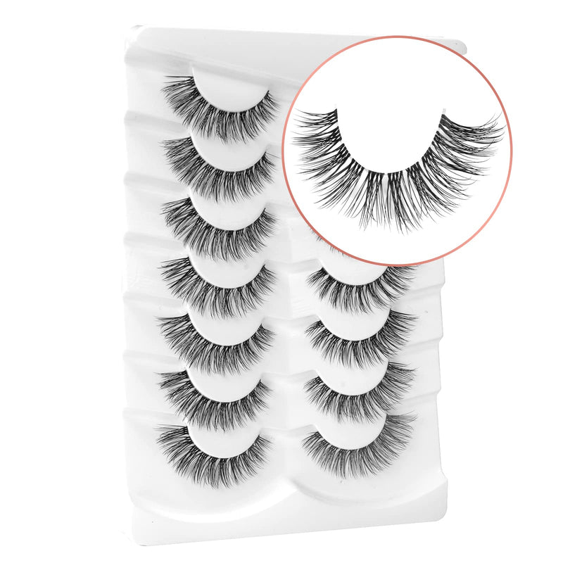 Onlyall False Lashes Cat Eye Strip False Eyelashes Fake Lash Volume Soft Faux Mink Eyelash Wispy Look Fluffy Foxeye Lash 7 Pair 16MM A04