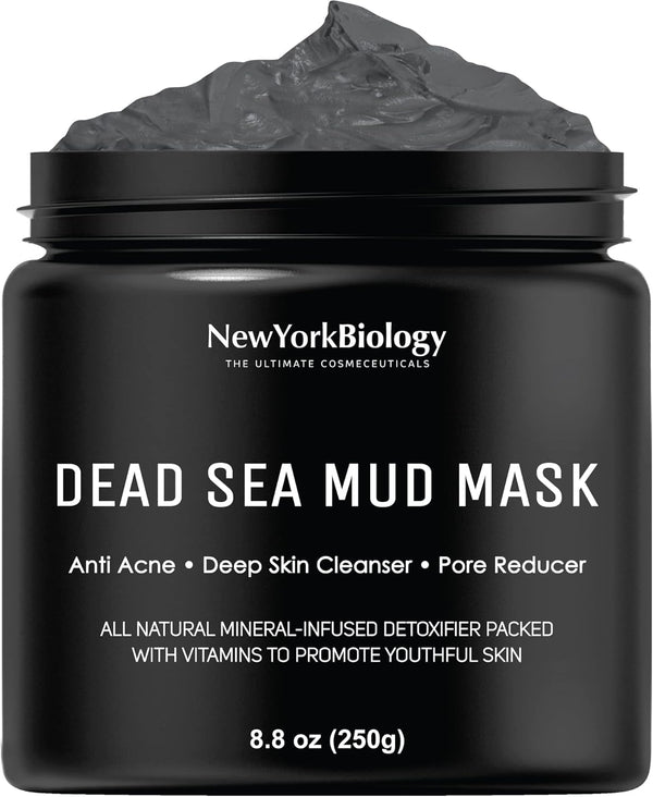 New York Biology Dead Sea Mud for Face and Body Spa Grade Pore Reducer for Acne, Blackheads and Oily Skin, Natural Skin Care for Women, Men