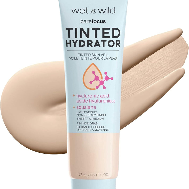 Wet n Wild, Bare Focus Tinted Hydrator, Coloured Moisturizing Face Cream with Hyaluronic Acid and Vegan Squalan, Light Texture, Medium Coverage and Bright Matte Finish, Light Medium