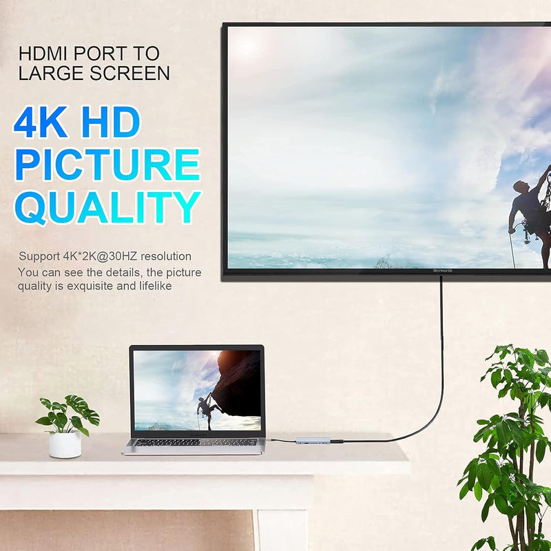 HUB USB C, Adaptateur USB C 11 en 1 avec 4K-HDMI, VGA, USB 3.0, Type C PD, Ethernet RJ45, Lecteur de Carte SD/TF, AUX 3,5 mm, Compatible avec MacBook Pro/Air, Plus Type C Dispositifs