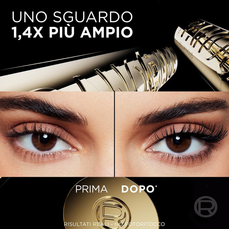 L'Oréal Paris Volumizing Mascara, Fan Lashes, Wider Look, Suitable for Sensitive Eyes, Enriched with 5% Stretchflex Complex, Lump-Free, Panorama by Volume Million Lashes, Black
