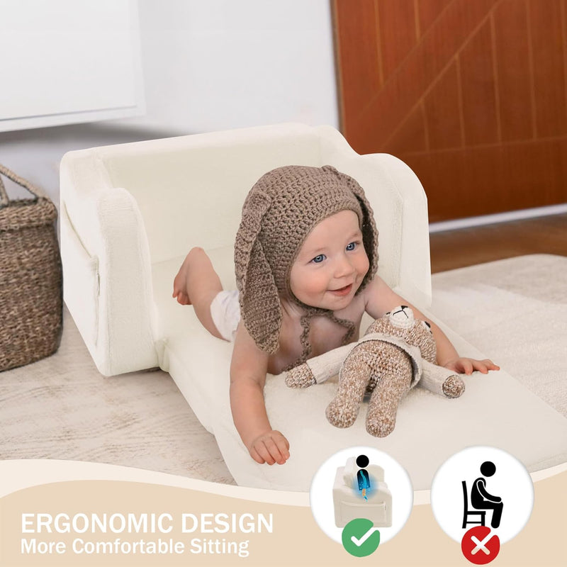 MeMoreCool Canapé pour enfants, chaise longue pliable pour tout-petit, chaise longue pour bébé en mini canapé convertible pour garçons et filles, canapé extensible en mousse confortable pour salle de