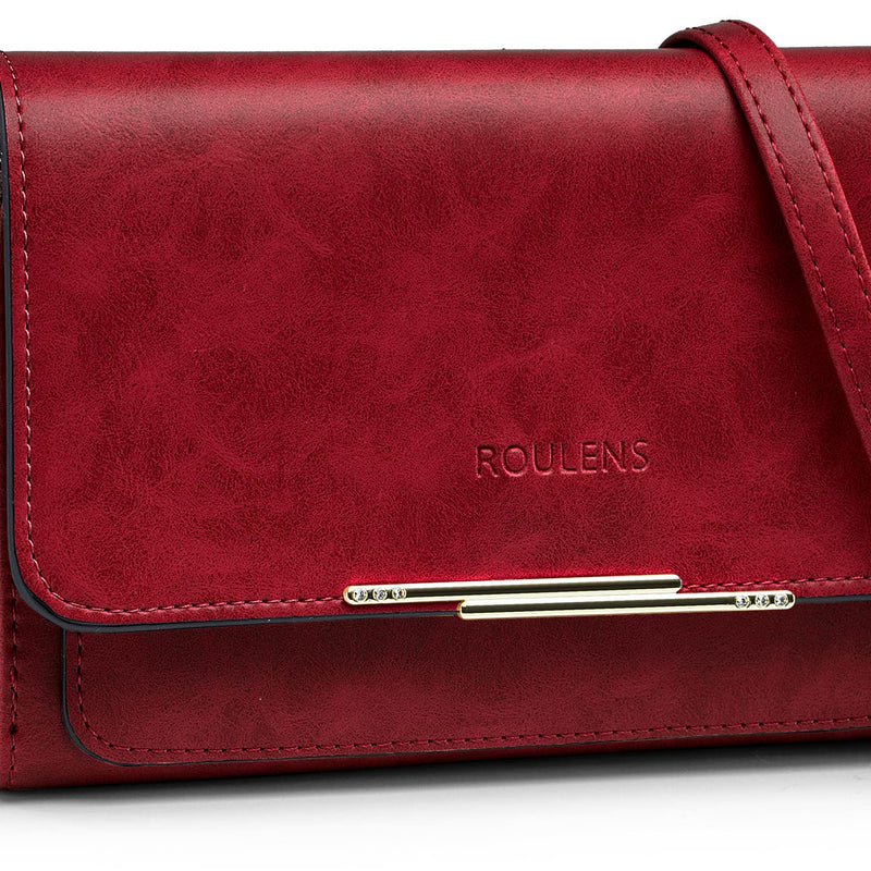Roulens Sac Téléphone Portable Femme - Petit Sac Bandoulière Femme - Sac à Bandoulière Femme en Cuir PU - Sac À Bandoulière Petit avec Réglables Bandoulière