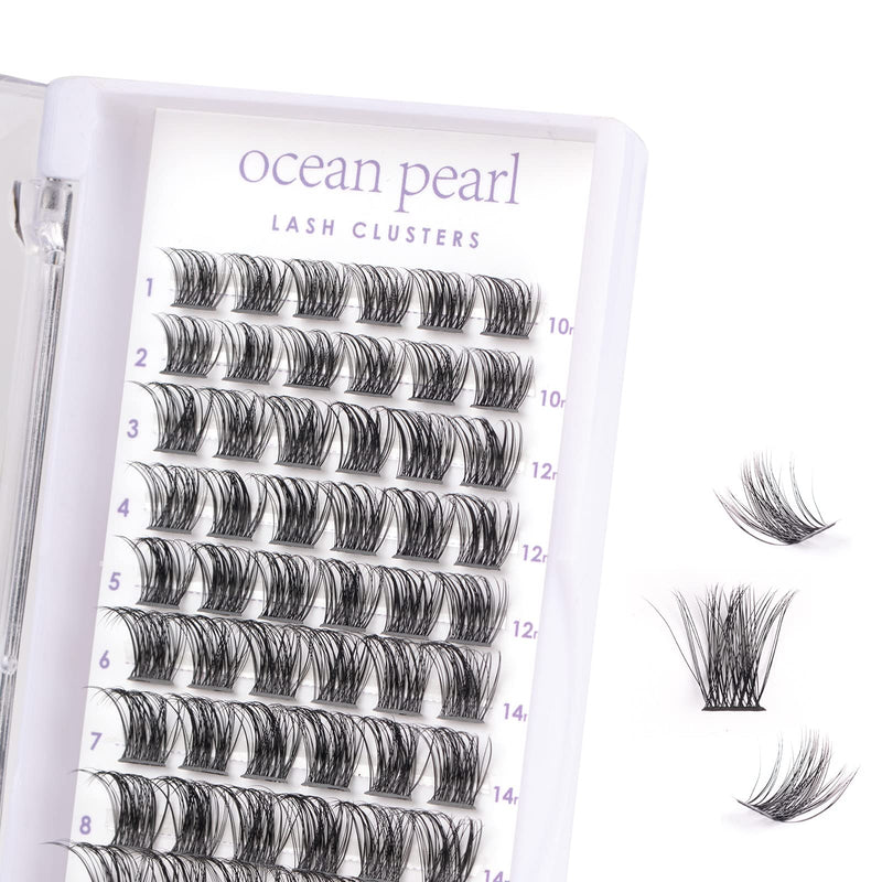 Ocean Pearl Cluster Lashes 144PCS Eyelashes 10-16mm Lash Clusters Fluffy Eyelash Extension Cluster Lashes Kit Individual Eyelash Lash Extensions Kit with Super Bond+Seal+Remover+Tweezer-DM01