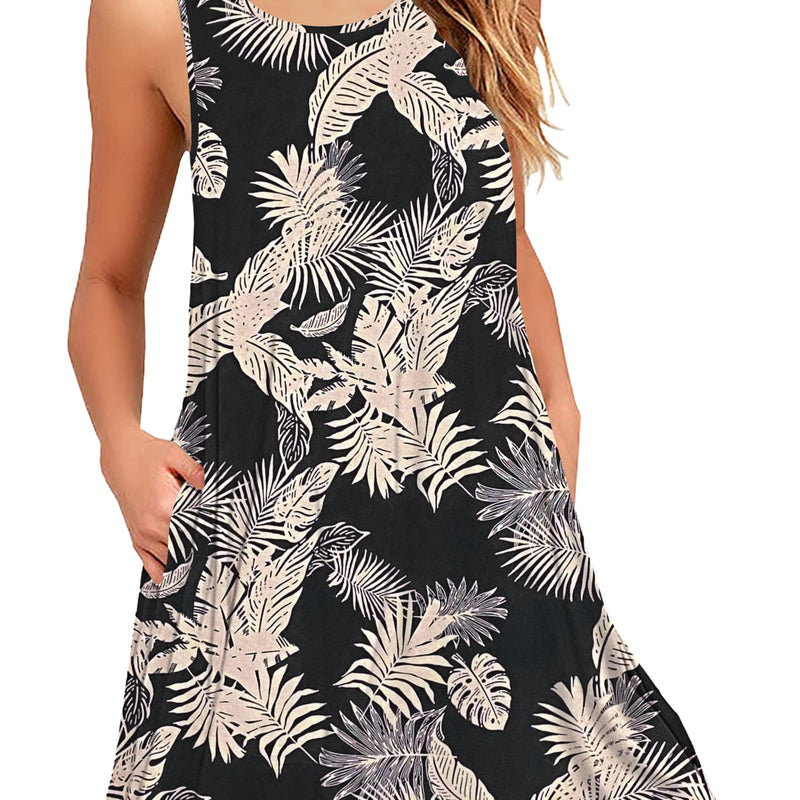 AUSELILY Robe Ample décontractée à Manches Longues et col Rond pour Femmes avec Poches