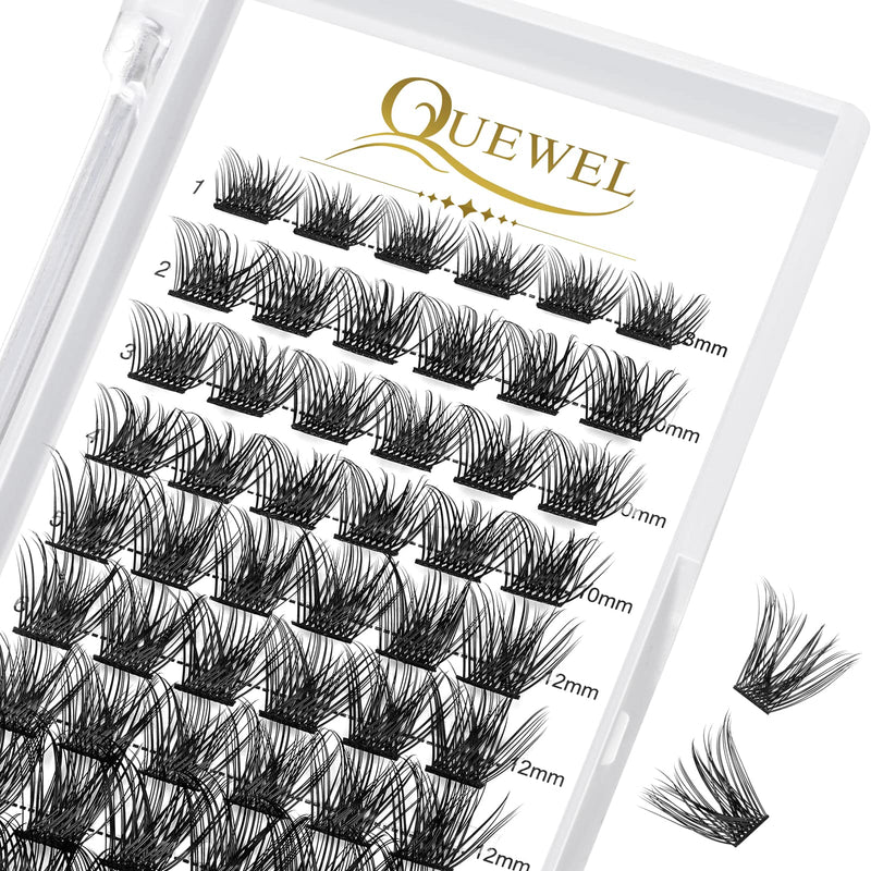 Individual-Lashes 144 Cluster-Lashes QUEWEL DIY Eyelash-Extensions-Kit, Clusters Eyelash Applicator, Cluster Lashes Bond and Seal Super Hold, Clusters Lash Glue Remover Easy to Remove(QU-RR-DH-01)