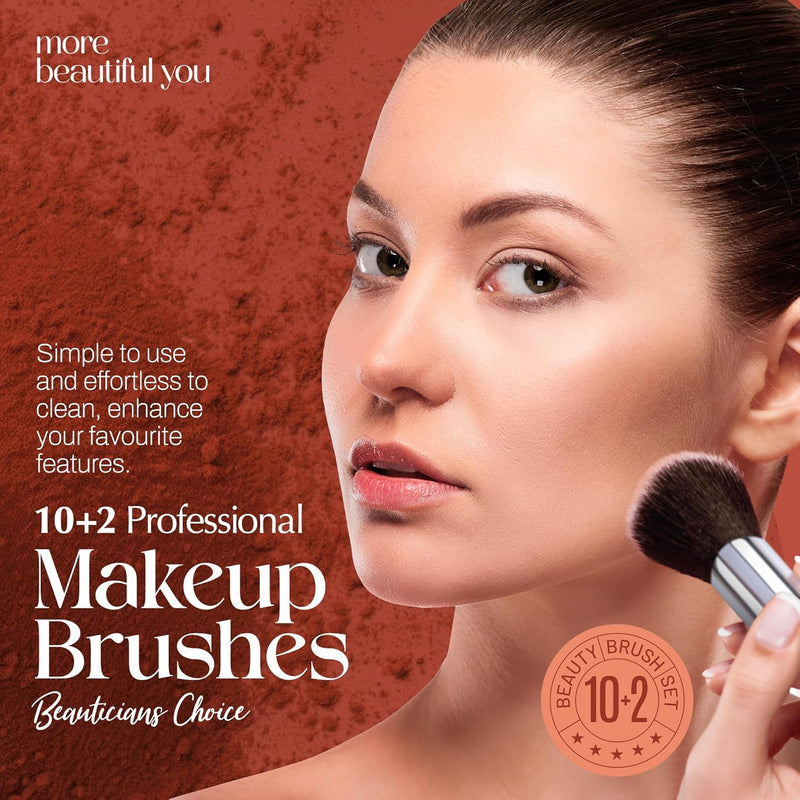PORTENTUM Make up Brushes 12Pcs Makeup Kit, Premium Synthetic Kabuki Foundation Face Powder Concealers Eyeshadow Blush Brushes Make up Brushes Set