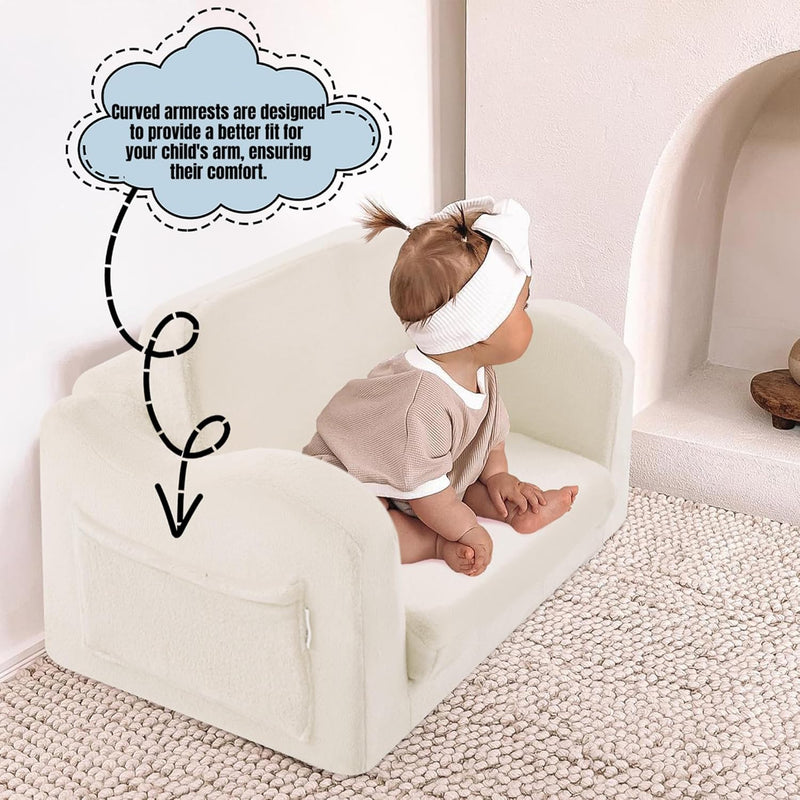 MeMoreCool Canapé pour enfants, chaise longue pliable pour tout-petit, chaise longue pour bébé en mini canapé convertible pour garçons et filles, canapé extensible en mousse confortable pour salle de