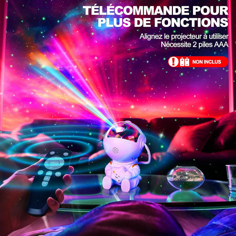 VIYSPNV Projecteur Ciel Etoile Astronaute Projecteur Galaxie avec 8 Modes Nébuleuse 2 Étoile Télécommande Rotation à 360° Vitesse de Luminosité Réglable pour Chambre Plafond Enfants Adultes