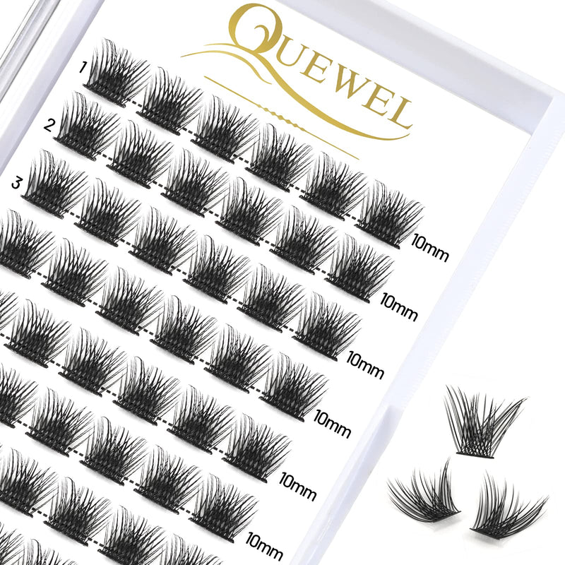 Individual-Lashes 144 Cluster-Lashes QUEWEL DIY Eyelash-Extensions-Kit, Clusters Eyelash Applicator, Cluster Lashes Bond and Seal Super Hold, Clusters Lash Glue Remover Easy to Remove(QU-RR-DH-01)