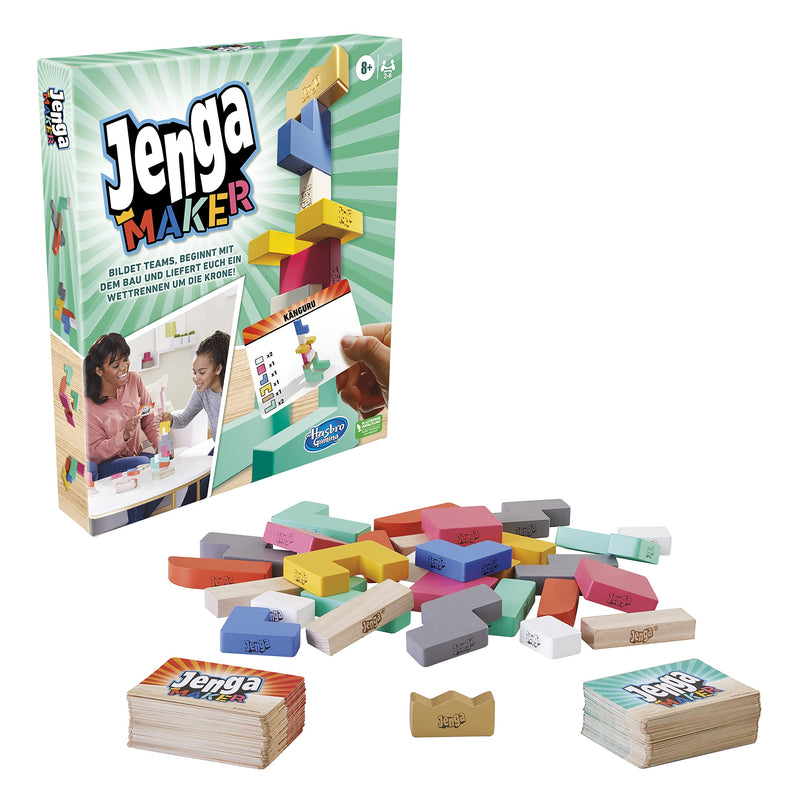 Hasbro Gaming Jenga, Jeu de société en Bois, Jeu de Voyage pour Enfant et familles, Version française, Jeux d'été, Idées Cadeaux d'anniversaire, À partir de 6 Ans