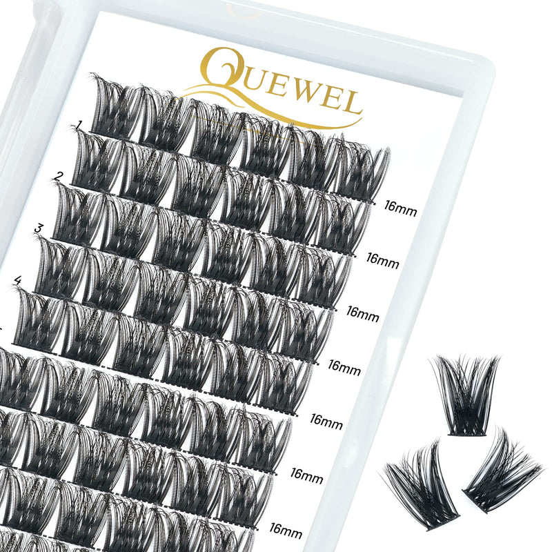 Individual-Lashes 144 Cluster-Lashes QUEWEL DIY Eyelash-Extensions-Kit, Clusters Eyelash Applicator, Cluster Lashes Bond and Seal Super Hold, Clusters Lash Glue Remover Easy to Remove(QU-RR-DH-01)