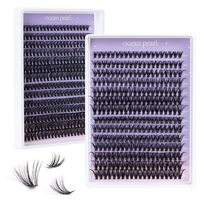 Ocean Pearl Cluster Lashes 144PCS Eyelashes 10-16mm Lash Clusters Fluffy Eyelash Extension Cluster Lashes Kit Individual Eyelash Lash Extensions Kit with Super Bond+Seal+Remover+Tweezer-DM01