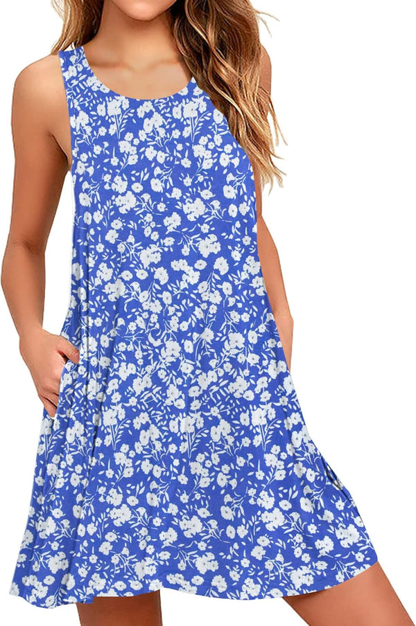 AUSELILY Robe Ample décontractée à Manches Longues et col Rond pour Femmes avec Poches