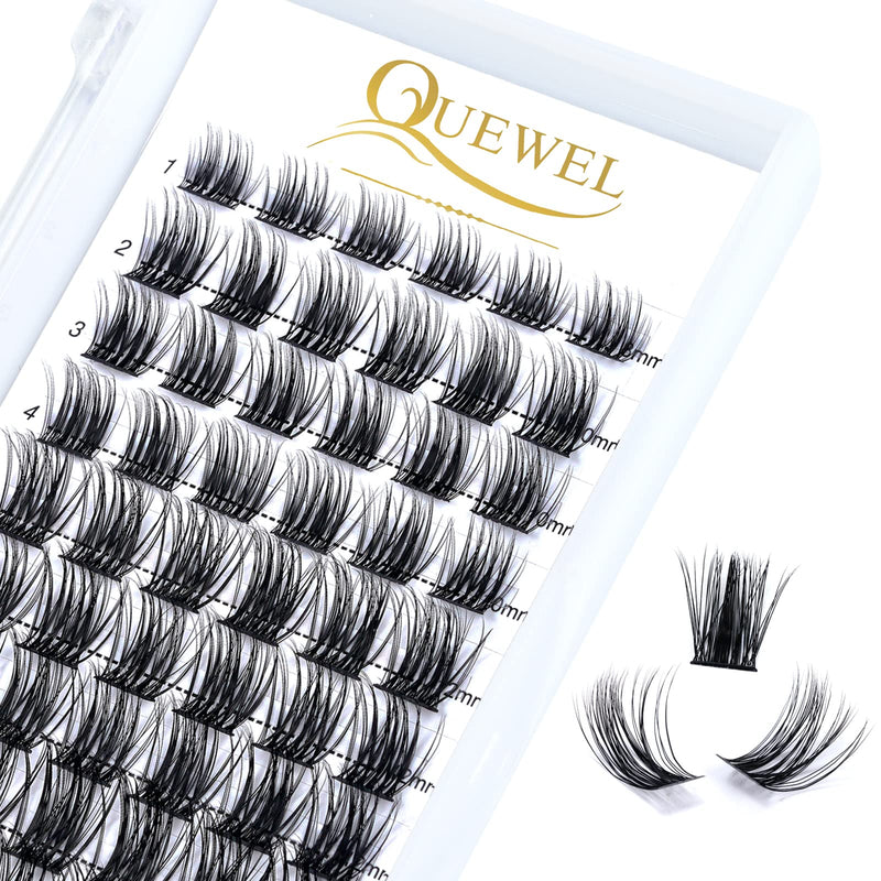 Individual-Lashes 144 Cluster-Lashes QUEWEL DIY Eyelash-Extensions-Kit, Clusters Eyelash Applicator, Cluster Lashes Bond and Seal Super Hold, Clusters Lash Glue Remover Easy to Remove(QU-RR-DH-01)