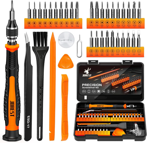 JOREST 38Pcs Kit Tournevis de Précision, Set Outils avec Torx T1 T2 T3 T4 T5, T6 T7 T8 T9 T10 T15 T20, Etoile P2/P5/P6, Triwing Y000, etc, pour iphone, Switch, PS4, Mac, Laptop, Lunettes, Montre