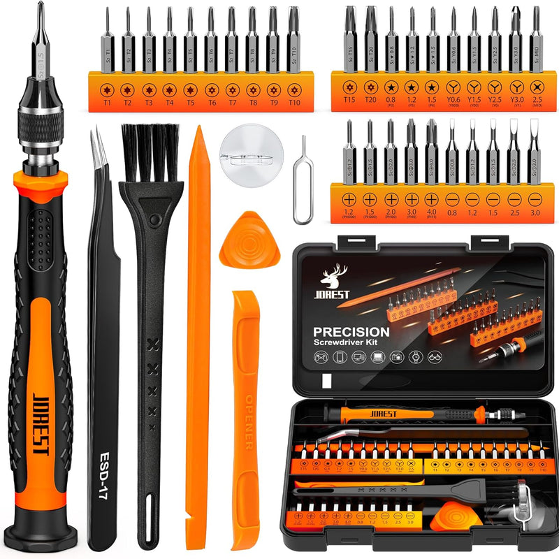 JOREST 38Pcs Kit Tournevis de Précision, Set Outils avec Torx T1 T2 T3 T4 T5, T6 T7 T8 T9 T10 T15 T20, Etoile P2/P5/P6, Triwing Y000, etc, pour iphone, Switch, PS4, Mac, Laptop, Lunettes, Montre