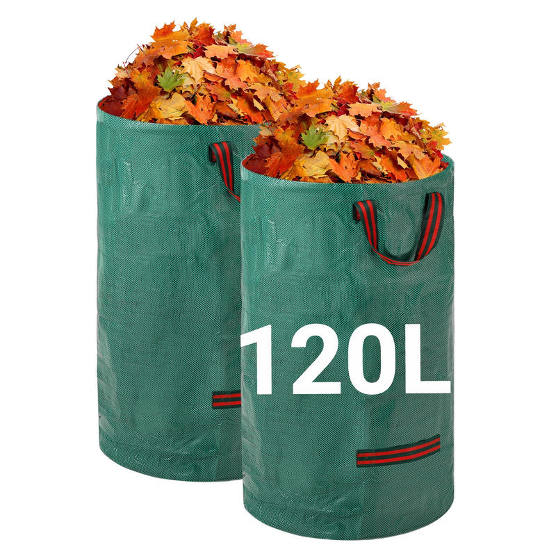 Velway Sacs à déchets de jardin robustes - 500L x 2Pack Sacs de jardin réutilisables avec poignées - Tissu industriel pour feuilles déchets débris - Sacs à déchets de jardin étanches